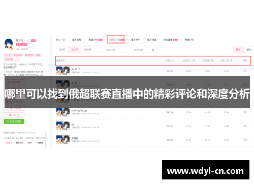 哪里可以找到俄超联赛直播中的精彩评论和深度分析